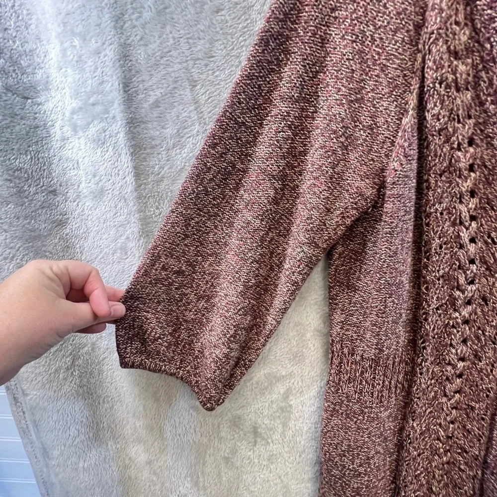 Bob Timberlake Large Maroon‎ Marled Knit Cardigan Button Cottagecore Boho Rustic
